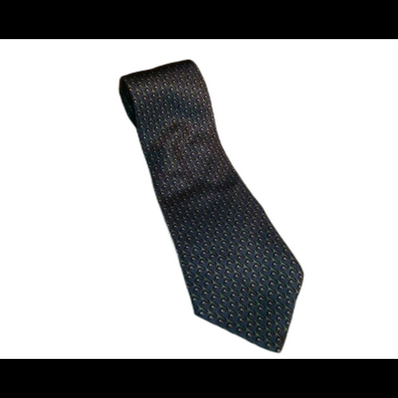 Nautica Blue Silk Tie Yellow Accent Dots 100% Silk Formal Career Business Work - Picture 1 of 5